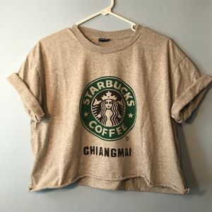 Vintage Starbucks Chiangmai cropped tee shirt